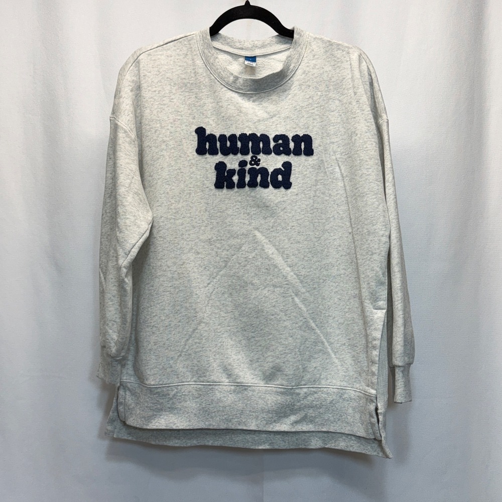 Old‎ Navy Gray Sweatshirt Human Kind Graphic Crew Neck Long Sleeve Womens Small